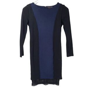 Alice + Olivia Employed Two Tone Mesh Lining Mini Dress in Navy/Black